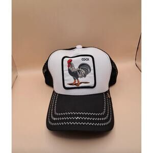 Trucker Snapback Hat Men's Adjustable Black Rooster Patch